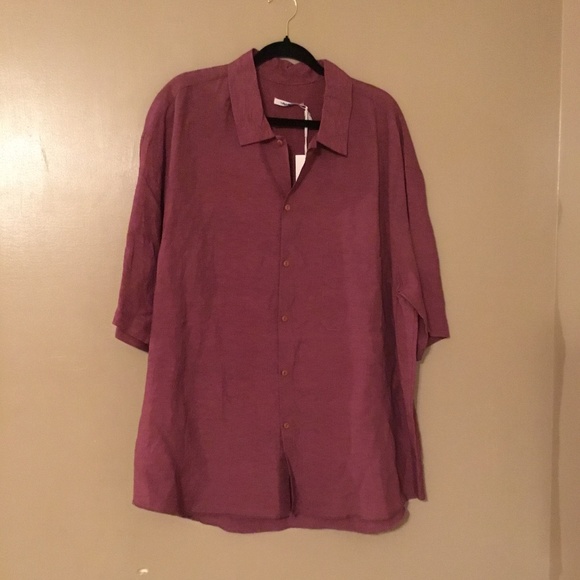 New S.K manor hillSage Magenta Viscose and linen shirt - Picture 2 of 3